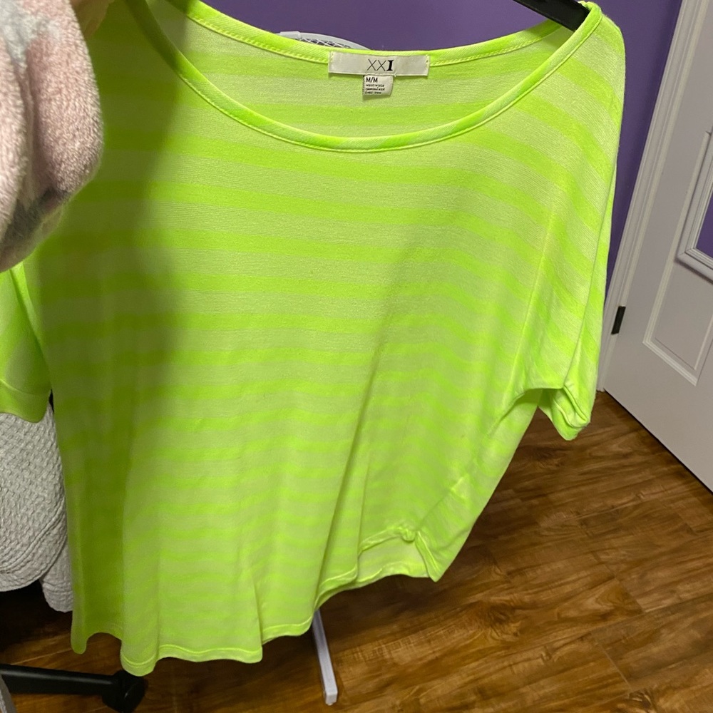 neon green striped top!